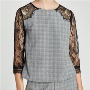 NWT Women Zara Lace Sleeve Top Size Medium